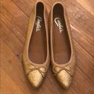 Candies gold sparkle flats. Worn once